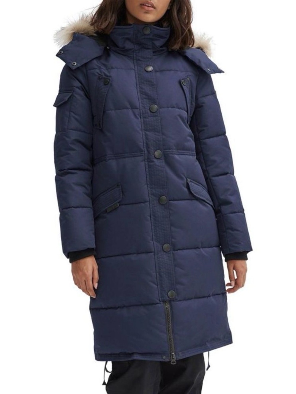 Noize Kaylee Quilted Faux Fur Trim Hooded Parka Coat Cruelty Free Women’s Large